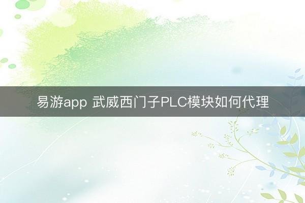 易游app 武威西门子PLC模块如何代理