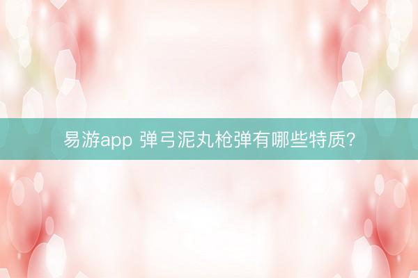 易游app 弹弓泥丸枪弹有哪些特质?