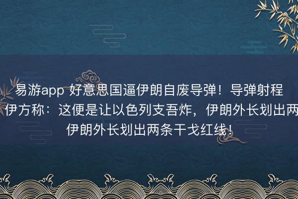 易游app 好意思国逼伊朗自废导弹!导弹射程限300公里,伊方称:这便是让以色列支吾炸,伊朗外长划出两条干戈红线!
