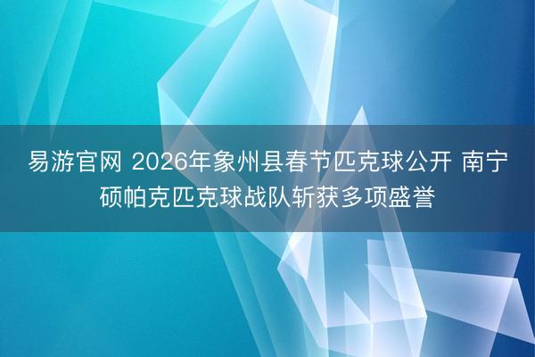 易游官网 2026年象州县春节匹克球公开 南宁硕帕克匹克球战队斩获多项盛誉