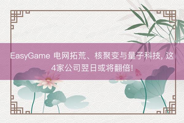 EasyGame 电网拓荒、核聚变与量子科技， 这4家公司翌日或将翻倍!