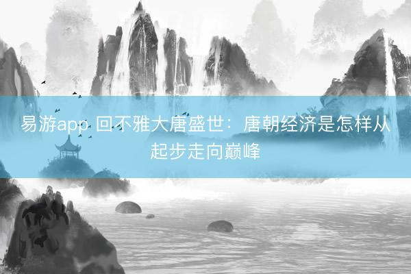 易游app 回不雅大唐盛世：唐朝经济是怎样从起步走向巅峰