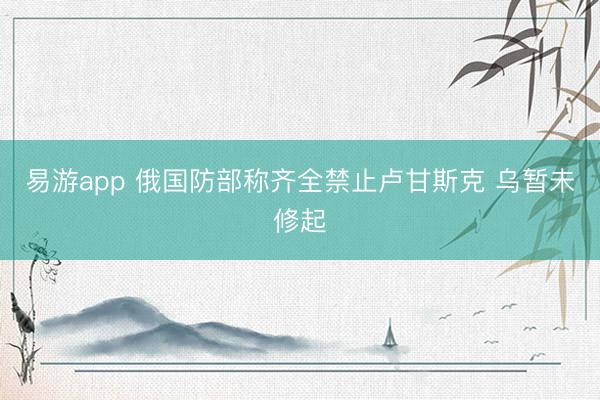 易游app 俄国防部称齐全禁止卢甘斯克 乌暂未修起