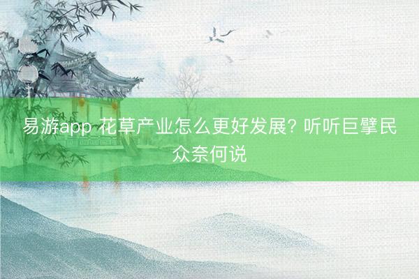 易游app 花草产业怎么更好发展? 听听巨擘民众奈何说