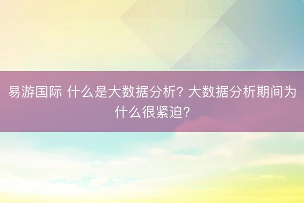 易游国际 什么是大数据分析? 大数据分析期间为什么很紧迫?