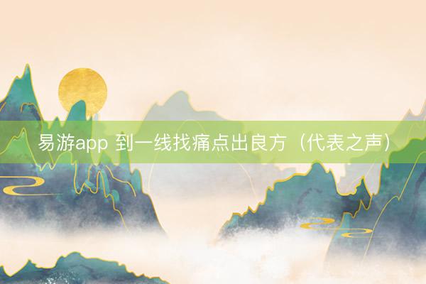 易游app 到一线找痛点出良方(代表之声)