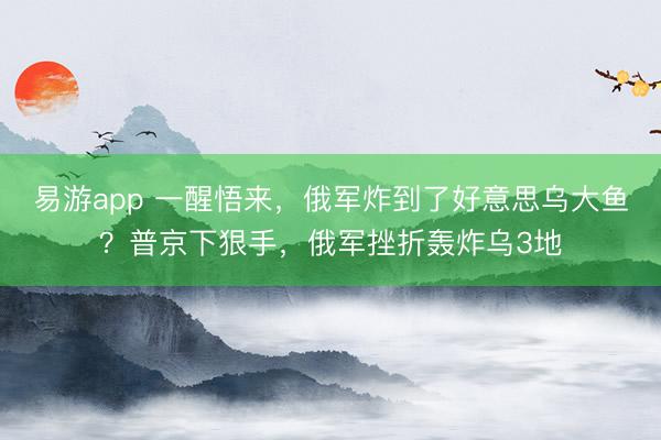 易游app 一醒悟来，俄军炸到了好意思乌大鱼？普京下狠手，俄军挫折轰炸乌3地