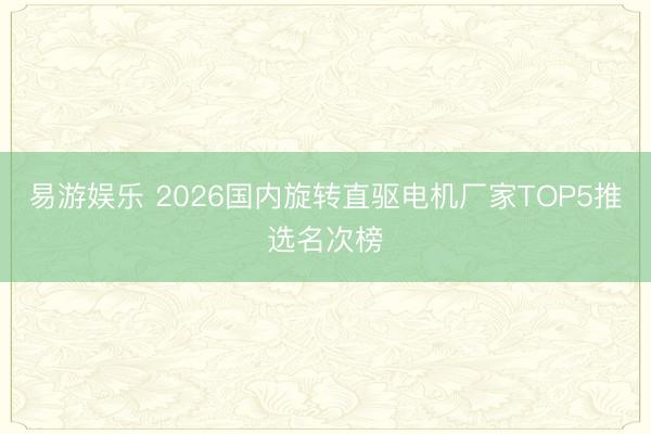 易游娱乐 2026国内旋转直驱电机厂家TOP5推选名次榜