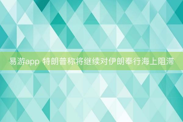 易游app 特朗普称将继续对伊朗奉行海上阻滞
