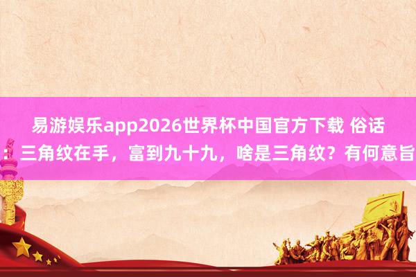 易游娱乐app2026世界杯中国官方下载 俗话:三角纹在手,富到九十九,啥是三角纹?有何意旨