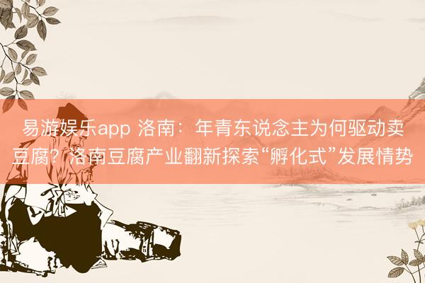 易游娱乐app 洛南:年青东说念主为何驱动卖豆腐?洛南豆腐产业翻新探索“孵化式”发展情势