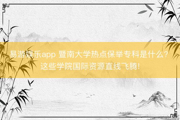 易游娱乐app 暨南大学热点保举专科是什么? 这些学院国际资源直线飞腾!