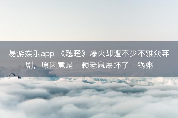 易游娱乐app 《翘楚》爆火却遭不少不雅众弃剧,原因竟是一颗老鼠屎坏了一锅粥