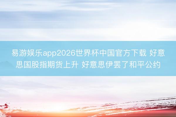 易游娱乐app2026世界杯中国官方下载 好意思国股指期货上升 好意思伊罢了和平公约