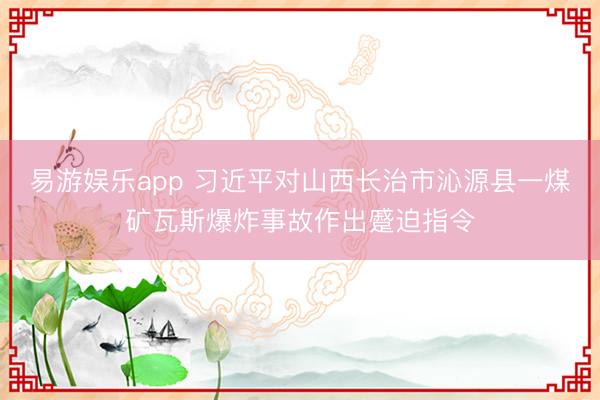 易游娱乐app 习近平对山西长治市沁源县一煤矿瓦斯爆炸事故作出蹙迫指令