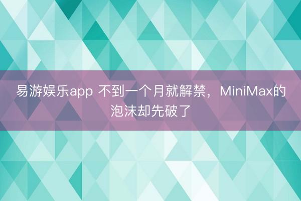 易游娱乐app 不到一个月就解禁,MiniMax的泡沫却先破了
